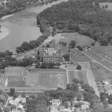 aerial of campus, 1955